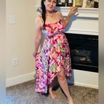 None Beach Floral Summer Dress high-low hem, flowy and colorful size S/M Photo 6