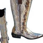 Donald Pliner Western Hand Painted Python Metallic Leather Boot Shoe NIB $1500 Gold Size 5 Photo 9