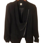 Luxe Vintage Y2k Zip up Assymetrical black blazer waterfall collar professional chic Photo 0