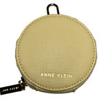 Anne Klein NEW Round Coin Purse Clip Cream Zip Close Pouch Swivel Clip Photo 0