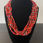 Vibrant beaded orange multicolored necklace. So‎ fun! Make a statement. Photo 0