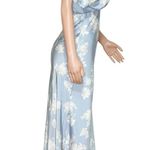 BHLDN  Leila Deep-V Flutter-Sleeve Satin Gown, Light Blue Sky Bouquet, 2 (US) Photo 8