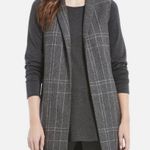 Eileen Fisher Windowpane Wool Sweater Longline Vest Charcoal Plaid Gray Academia Photo 2
