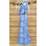 Lulus NWT Wings of Love Blue Print Maxi Dress Size S Flutter Sleeve V-Neck Photo 5