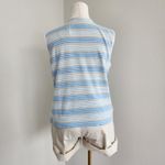 American Vintage Y2K Liz Claiborne LizSport White Blue Green Stripe Knit Cotton Tank Top M Photo 5