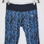  Blue and Black Capri Leggings Size Medium Nike Blue Print Leggings Photo 2