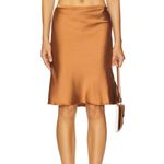 LIONESS  Shoreline Midi Skirt in Umber Xsmall New Womens Satin Photo 3