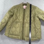 Levi's Quilted Bomber Jacket Women 1X Olive Green Ribbed Collar Zip Front Photo 5