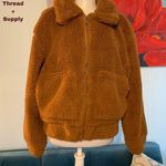 Thread and Supply  Womens Long Sleeve Full Zip Sherpa Teddy Fleece Jacket Small Photo 0