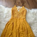 Lulus LULU’S Star Spangled Mustard Yellow Backless Lace Romper Photo 4