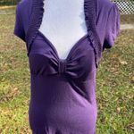 Voice vintage purple knit babydoll top with ruched faux shrug. Size L. Size L Photo 0