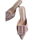 KMEIOO Pink Suede Buckle Kitten Heels Mules Size 7.5 Photo 4