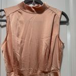 Lulus  Classic Elegance NWT size XS‎ Blush Satin Sleeveless Mock Neck Maxi Dress Photo 3