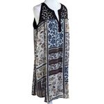 Blu Heaven Size M Top Tunic Womens Patchwork Print Sleeveless Crochet Yoke Brown Size M Photo 1