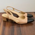 Liz Claiborne  Chunky 2” Heel Cap Toe Faux Leather Sling Back Dress Shoe Photo 1