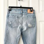 Moussy Denim Mid Rise Distressed Busted Knee Raw Ankle Hem Skinny Jeans 25 Blue Photo 3