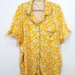 Berkshire Homewear Yellow Floral‎ Ruffle Shortsleeve Button Front Sleep Top 3X Photo 0