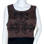 Leifnotes Dress Women 12 Black Brown Open Air Theater Dress Embroidered Boheiman Photo 3