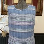 Talbots  Blue Striped Tweed Lined Sleeveless Shift Sleeveless - Sz 10 💚🎀 Photo 2