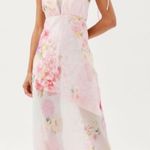 For Love and Lemons Lisa Sheer Floral Maxi Dress Pink Size M Photo 0