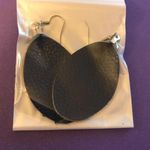 Earrings Navy Blue Faux Leather in Teardrop Shape w/ Fish Hook & Back NEW Photo 4