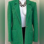 Tweed Emerald Green 1 Button Rope Edges Blazer 4 Deep Pockets & Belt Sz M/L Size M Photo 0
