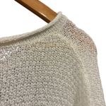 POL Boho Distressed Knit Ivory White Poncho Sweater, Medium Photo 6