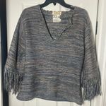 Vintage 60s Wool Space Dye Fringe Sleeve Sweater Midi Skirt Set Size M Hippie Blue Size M Photo 10