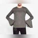 ZARA  Grey Long Bell Sleeve Ribbed Crew Neck Top‎ - Medium Photo 1