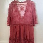 SheIn Cover Up Womens One Size Embroidered Mesh Lace Plunging Neck Lace Boho Photo 0