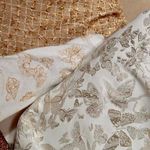 ZARA Butterfly Golden Brocade Cream Midi Skirt Photo 1