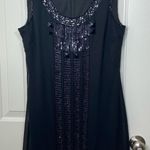 Worthington NWOT women’s solid black beaded sequin sleeveless lined dress 12 Photo 0