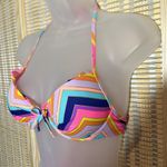 Victoria's Secret 2 Piece Bikini Bright Rainbow Chevron Stripes Halter Top M Photo 4
