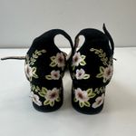 Franco Sarto  Sandal‎ Black Suede Floral Embroidered Ankle Strap Heels Womens  9M Photo 3
