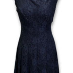 Ralph Lauren Lauren  Navy Floral Lace Cap Sleeve Fit Flare Dress Womens 4 Photo 0
