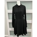 Pintuck Black Mini Shirt Dress Long Sleeve Collared Size 6 Photo 3