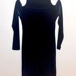 Aqua Dresses Aqua Brand Cut Out Shoulder Navy Blue Velvet Dress Photo 0