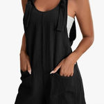 None Emery Rose Black Romper Short Overalls Minimal Coastal Beach Summer Boho NWT S Photo 0