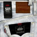 Levi's 501 Skinny Jeans Light Acid Wash Bleach High Rise Stretch Blue 28x28 Photo 2