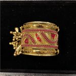 Vintage Gold Tone Mesh Hinged Clamper Bracelet Indian Bollywood Photo 5