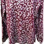 Kori America NWT Burgundy Foil Leopard Print Sweater Women's Medium CrewNeck Photo 5