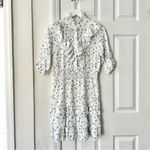 The Shirt Rochelle Behrens White Cotton Blue Floral Ruffle Trim Mini Dress Small Photo 2