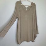 Monoreno NWT Taupe Inside Out Seam Contrast Crochet Long Sleeves Sweater Photo 1