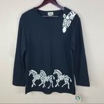 Teddi Zebras Ribbed Knit Pullover Shirt Black S Black Photo 9