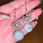 Handmade Dangle Earrings Genuine Handcrafted Seashell Crab Shades of Blue Gray Coastal Photo 7