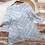 j. Jill shark bite tunic blouse blue stripe‎ detail Photo 5