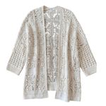 Lucky Brand Crochet Open Front Cardigan Cream L Boho western overisze Photo 0