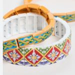 Nwot Roxanne assoulin Geometric Stretch Bracelet set of three Orange Photo 1