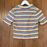 ZARA  striped ribbed cropped  knit polo shirt size small Photo 6