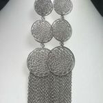 Vintage Long Boho Mandala Fringe Earrings Silver Photo 0